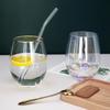 Gold-Plated Iridescent Egg-Shaped Glass Cup for Water or Juice