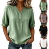 Blouse Brodé Femme, Chemise Manches Courtes Boutonnée Devant Col en V, Haut d'Été Décontracté