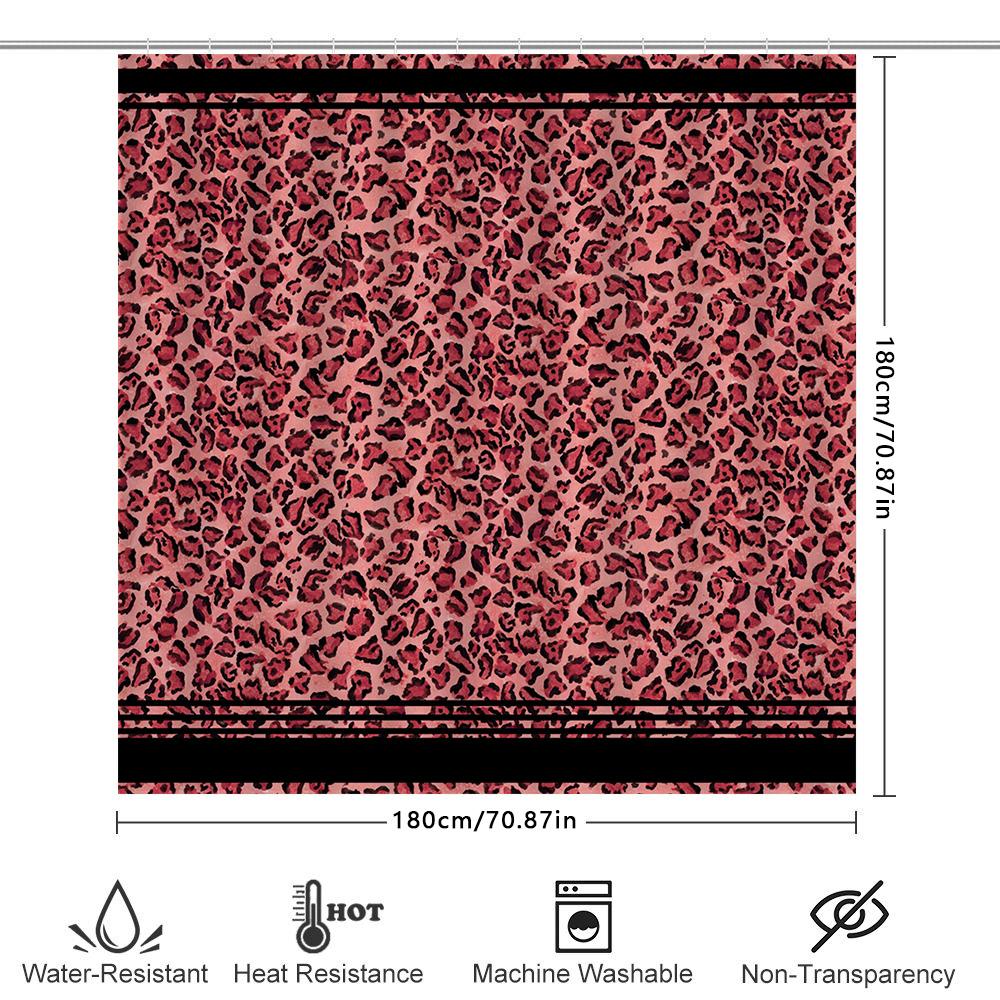 Leopard Print Shower Curtain Pink Black Bathroom Decor Waterproof Custom Made Fabric Washable Home Accessories