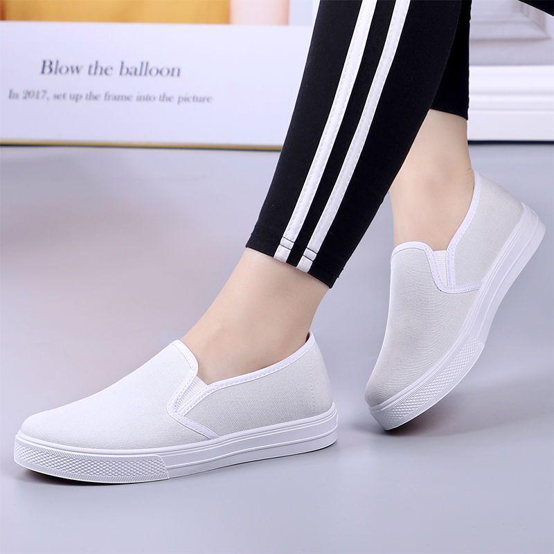 Women's Black Flat Canvas Shoes - Soft Sole, Casual, Morning Exercise Sneakers