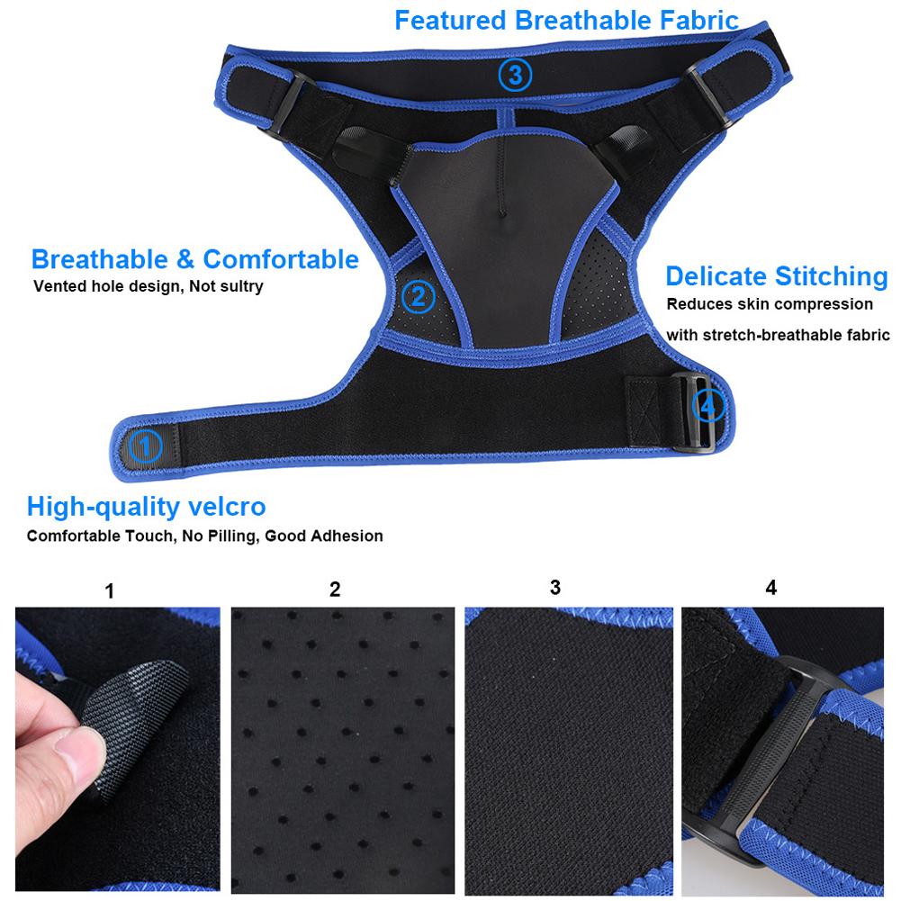 4 Direction Adjustable Breathable Sports Single Shoulder Brace Protector Support Band Pad for Right LeftM(airbag