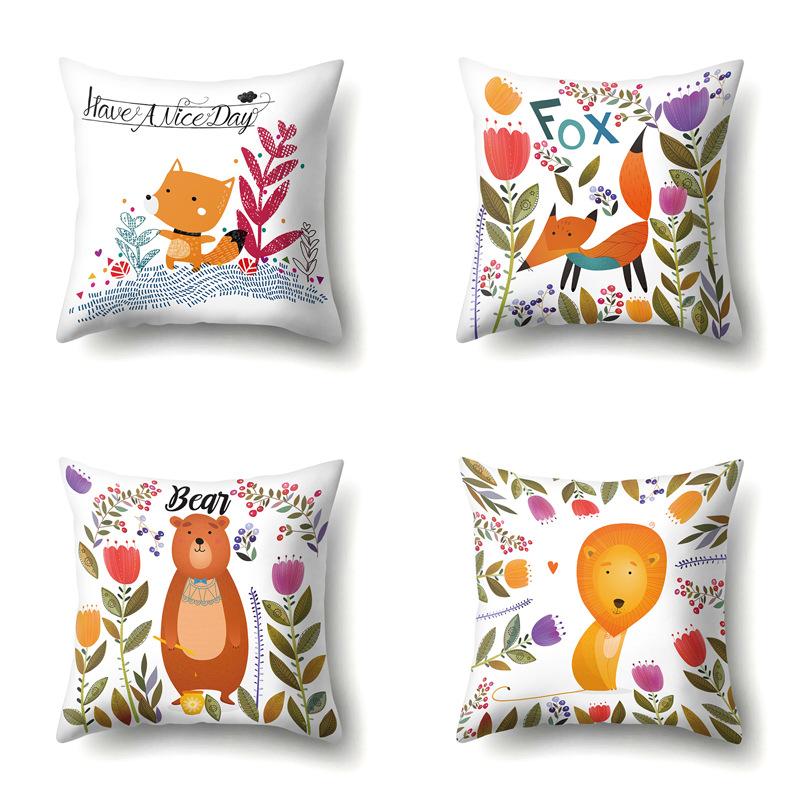 

Polyester Pillowcase Cartoon Animal Cat Rabbit Print Home Decoration Pillowcase Car Cushion Cover No pillow core