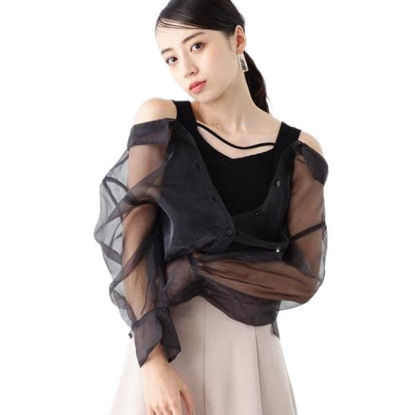 

[JILL by JILL STUART] [Pre-order: Late March - Early April Arrival] Sheer Shirt Layered Set