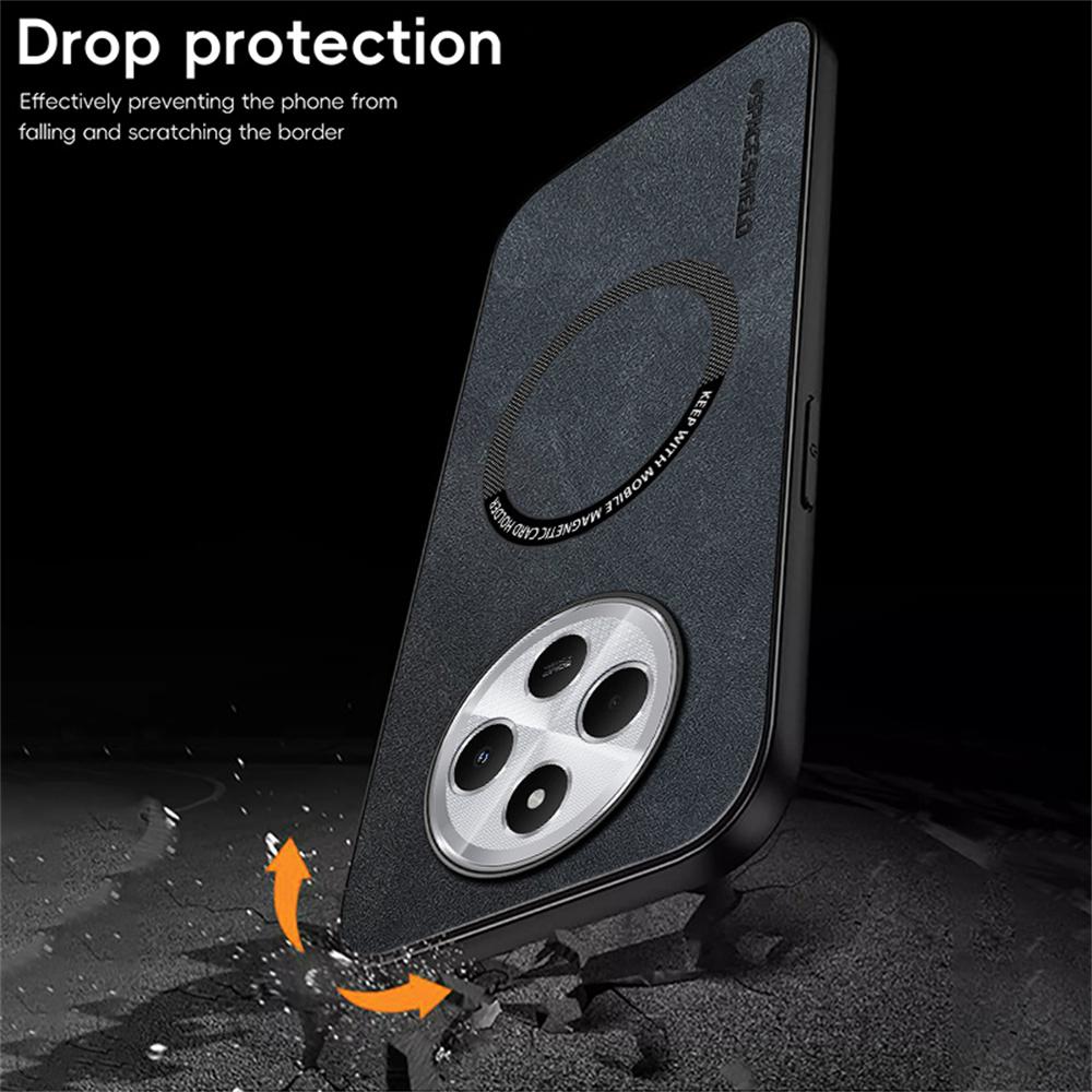 WANLONFENG YBP Series Magnetic Case with Tempered Glass Film For Xiaomi Redmi 14C 4G/14R 5G/Poco C75 4G PU+TPU Phone Cover Large Cutout