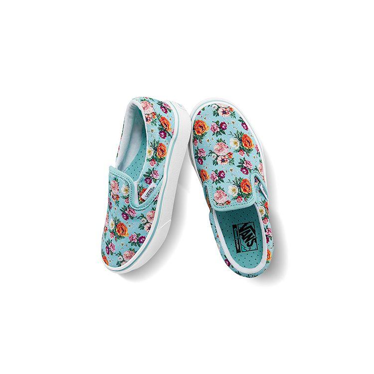 Vans Slip-On Canvas Casual Printed Lightweight Low-Top Kids Skate Shoes Kids sneaker Blue VN0A4U1S7U7