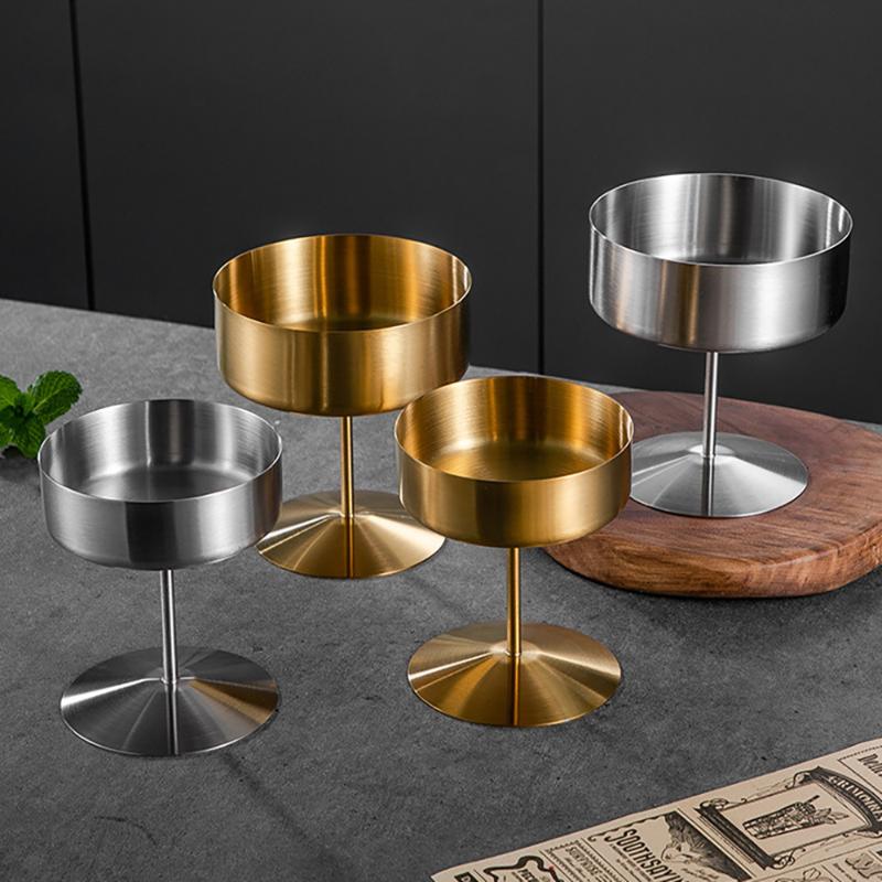 Edelstahl Dessertbecher Puddingbecher Luxus Eisbecher Hoher Fuß Joghurt Dessertbecher Servierteller Obstschale Kuchenplatte