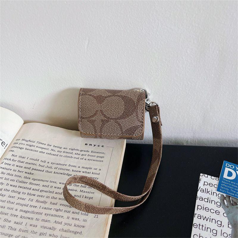 

Airpodspro Bluetooth Earbuds Case Pro2 Generation Protective Case Apple 1/2 Generation Drop-Resistant Box Bag Airpods3 Soft Case 5 Generation Airpods4 AirPods4 Brown Print Leather Bag