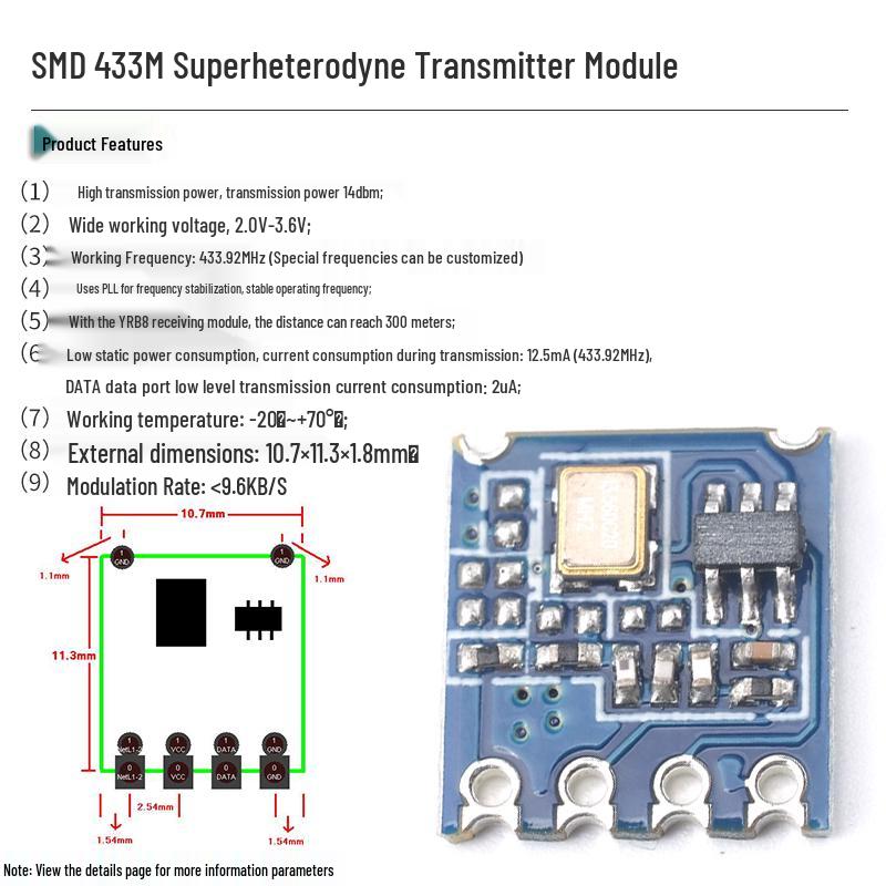 433m Superheterodyne Wireless Remote Control Transmitter & Receiver Module - 315 Long-Range Smart Switch