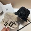 Japanese Designer Belt Buckle Personalized Bucket Hat Women'S Spring And Autumn Cotton Breathable Face Covering Casual Bucket Hat