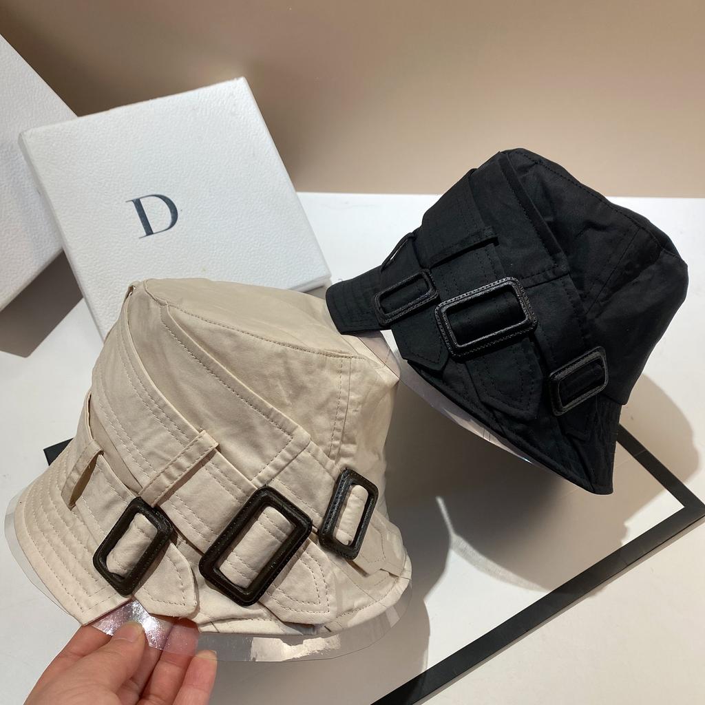 Japanese Designer Belt Buckle Personalized Bucket Hat Women'S Spring And Autumn Cotton Breathable Face Covering Casual Bucket Hat