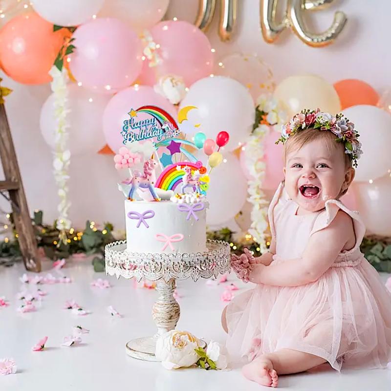 8pcs Soft Strips Colorful Party Plugin Ornament Dopamine Plastic Ornament Party Supplies Cake Topper Decorations Ins 4.5x3.5cm