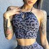 Yoga Leopard Print European and American Hollow Sports Bra