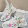 Casual Flower Sports Shoes Women's 2025 New Fashion Flat Sole Large Size Head Lace Casual