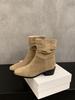 Short boots 2025 autumn and winter new suede round head thick heel medium heel short boots pleated pile boots high heel western boots