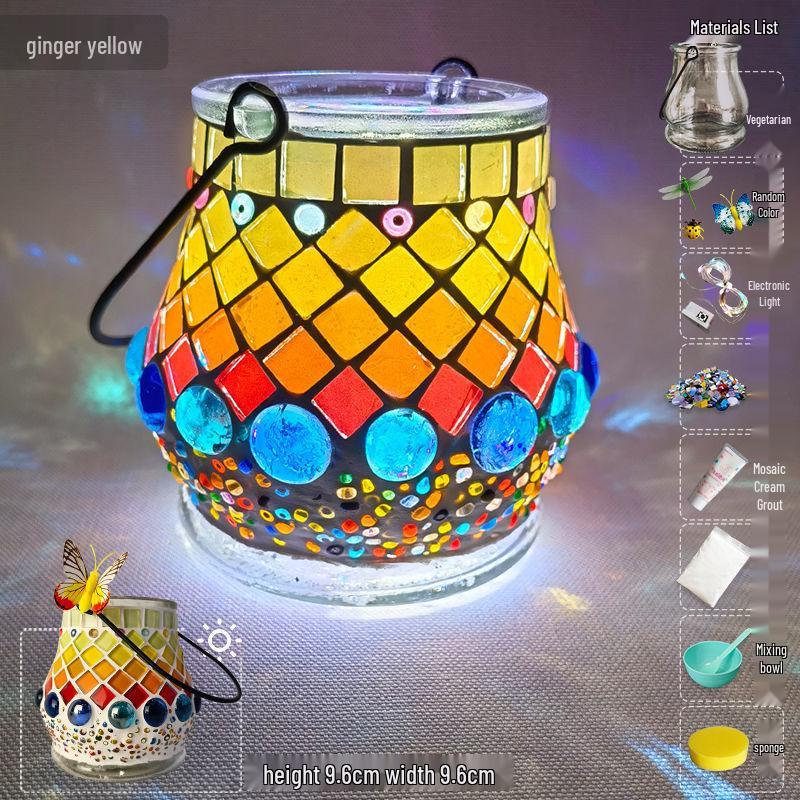 Glass Mosaic Candle Holder DIY Kit: Handmade Parent-Child Educational Toy for Children's Day