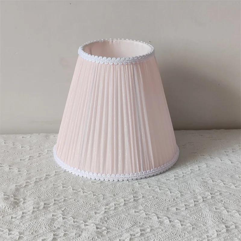 Wall Lamp Shade Pink DIY Handmade Bedside Table Lamp Shade E27 Fabric Brocade Crinkle Lampshade for Princess Girl Bedroom