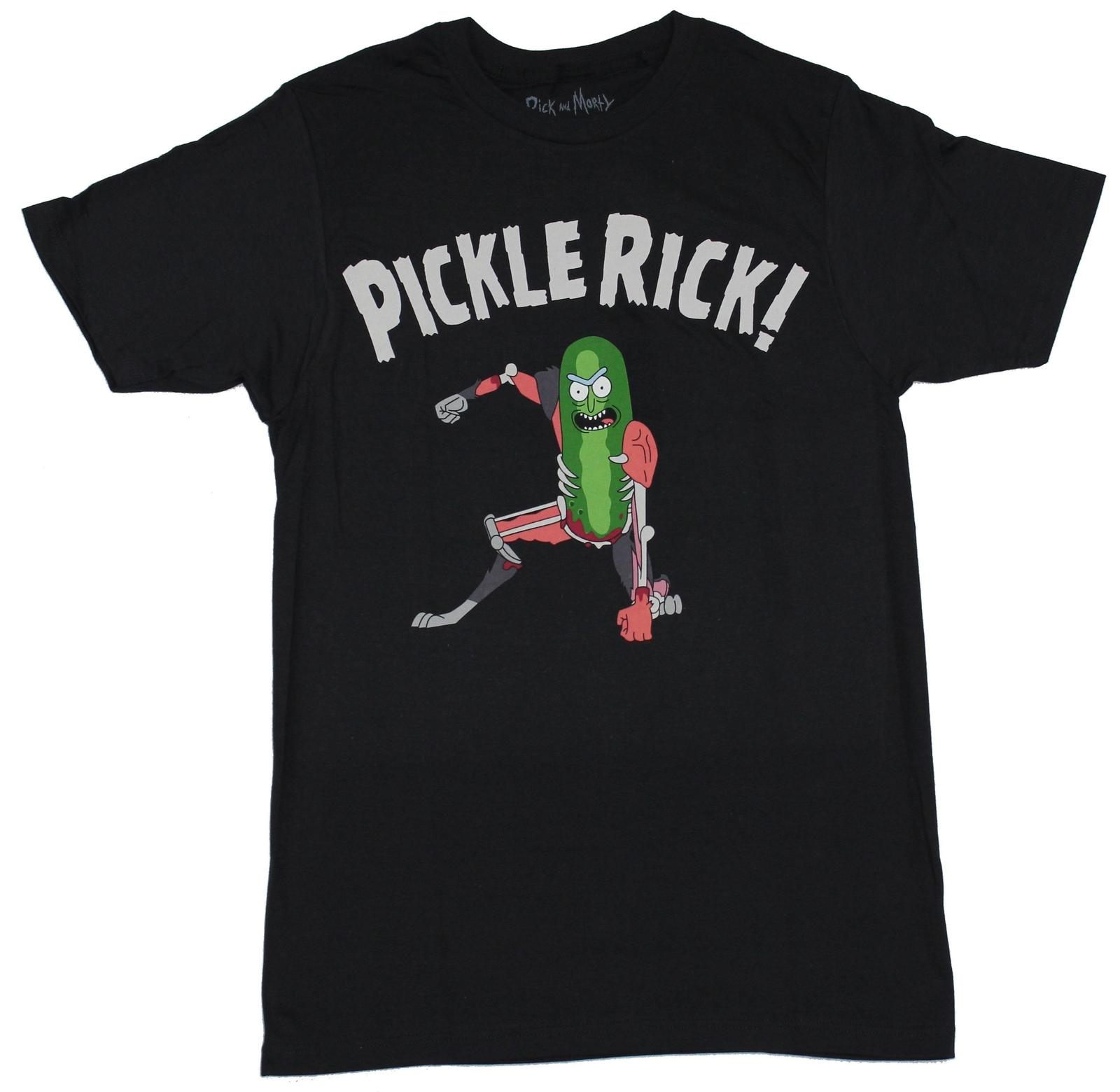 Pickle Rick Adult New T-Shirt - Pickle Rick Exo Skeleton Ready to Fight S