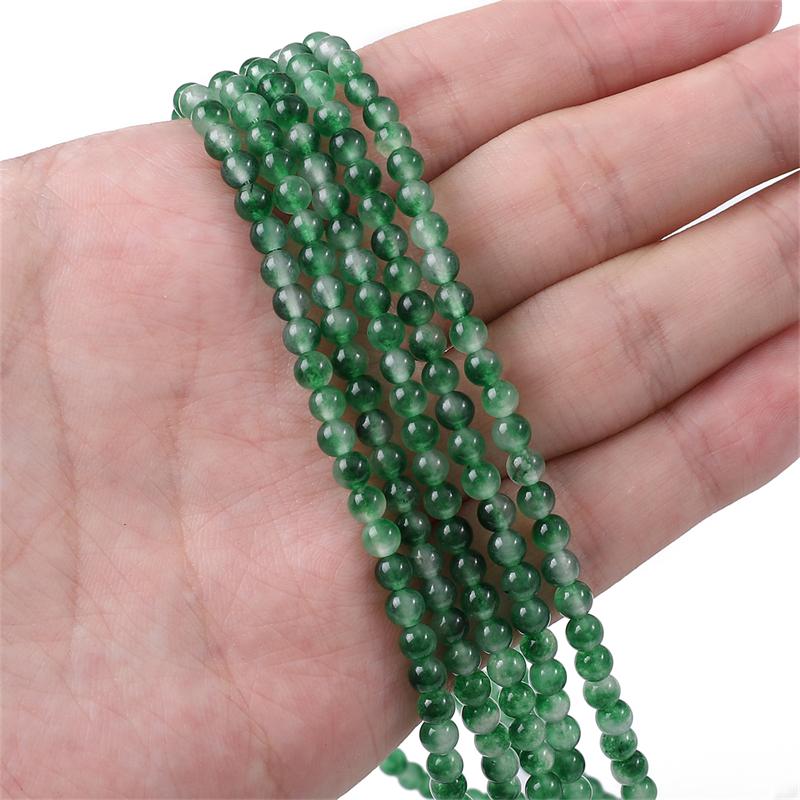 4/6/8/10mm Natursteinperlen Grenn Jade Runde lose Abstandsperlen für Halskette Armband DIY Schmuckherstellung
