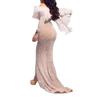 2025 Gold Feather Split Evening Gown - Sexy European & American Style Women's Dress
