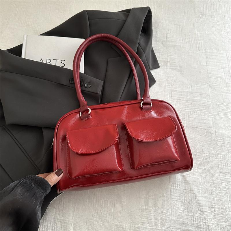 Niche Underarm Bag Women Trendy Fashion Retro Tote Bag Versatile Large Capacity Red Commuter Bag Women