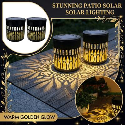 Solar Powered Wrought Iron Openwork Hanging For Balcony Gardens, Outdoor Courtyard Lights, Decorative Camping Lights