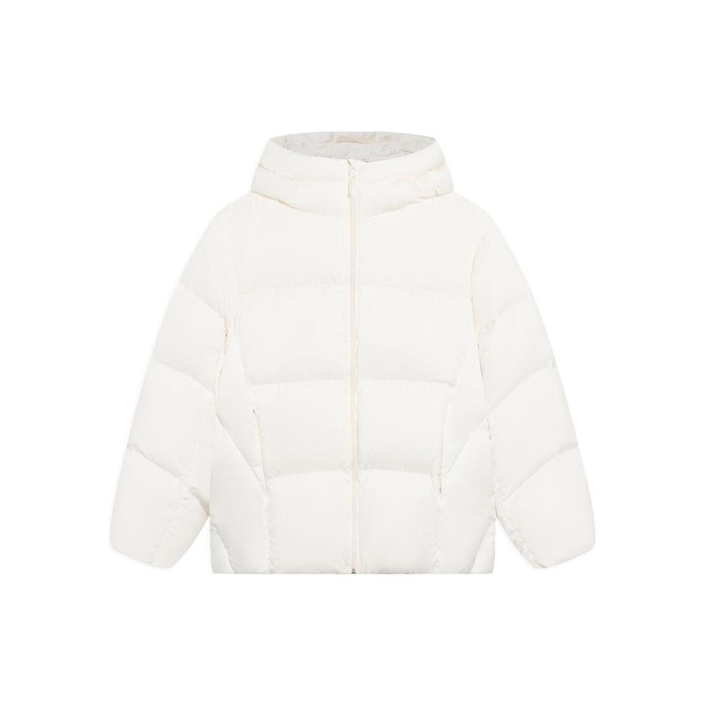 Li Ning Sports Lifestyle Series Zipper Cardigan Stand Collar Hooded Down Jacket Unisex Outerwear Off-White AYMS378-1