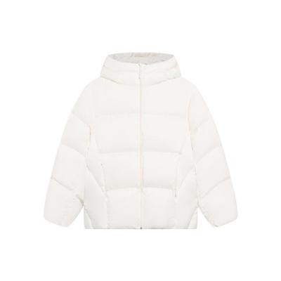 Li Ning Sports Lifestyle Series Zipper Cardigan Stand Collar Hooded Down Jacket Unisex Outerwear Off-White AYMS378-1