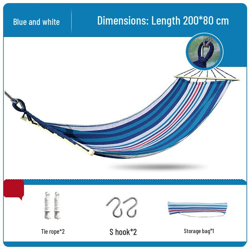 Outdoor Camping Hammock with Wooden Spreader Bar