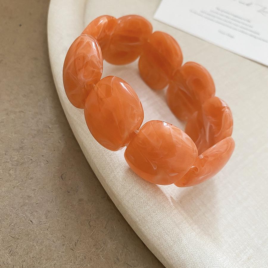 Acrylic Marbled Round Spliced Bracelet - Elegant Chinese-Style Fashion Bangle for Women