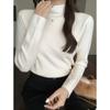 One-piece velvet inner half turtleneck long-sleeved sweater autumn and winter plus velvet small fragrant style layered bottoming sweater thick top