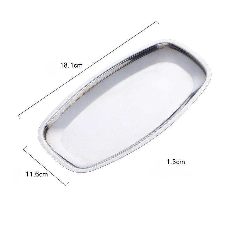 Stainless steel square steel plate, hotel restaurant, Dim sum plate, jewelry plate, ellipse, multi-purpose storage plate, towel plate