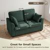2 Seater Sofa, Corduroy Small Couch with Spring Cushion, Wide and Deep Seat, Dark Green