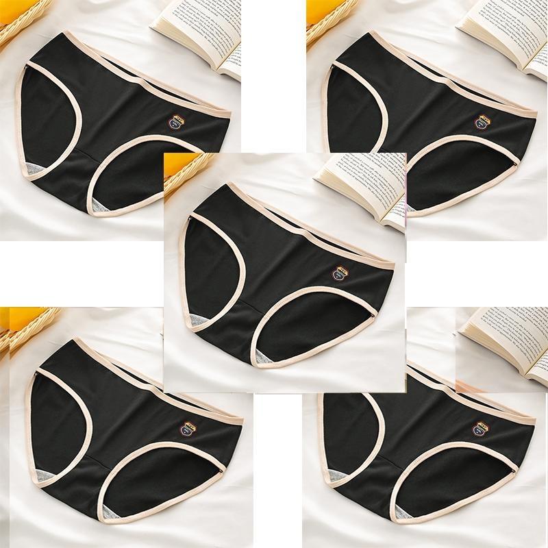5 PCS Female Student Korean Version Japanese Style Sexy Cute Sweet Large Size Mid-waist Briefs