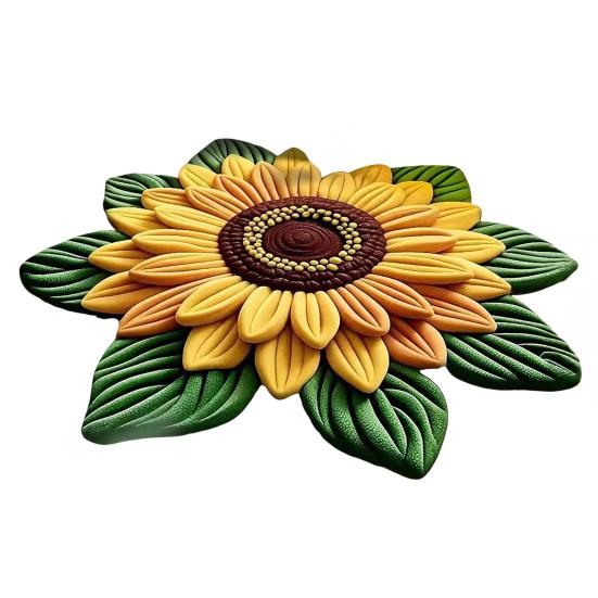 Yousheng Floral Plush And Diatomaceous Earth Floor Mat 3D Flower Optical Illusion Rug Non-Slip Absorbent Diatomite Bath Mat for Room Bedroom Entrance