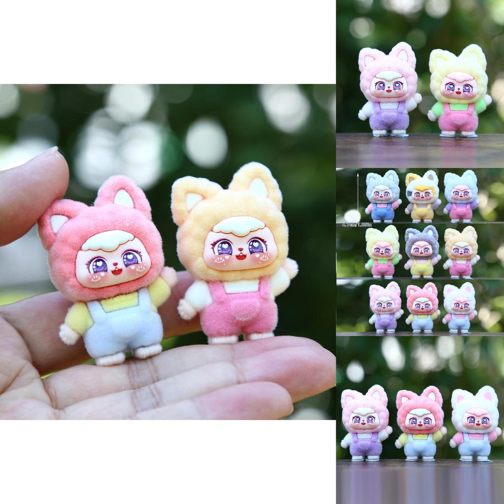 9pcs Cute Fox Headwear Overalls Girl Model Ornament Set For Kids And Collectors