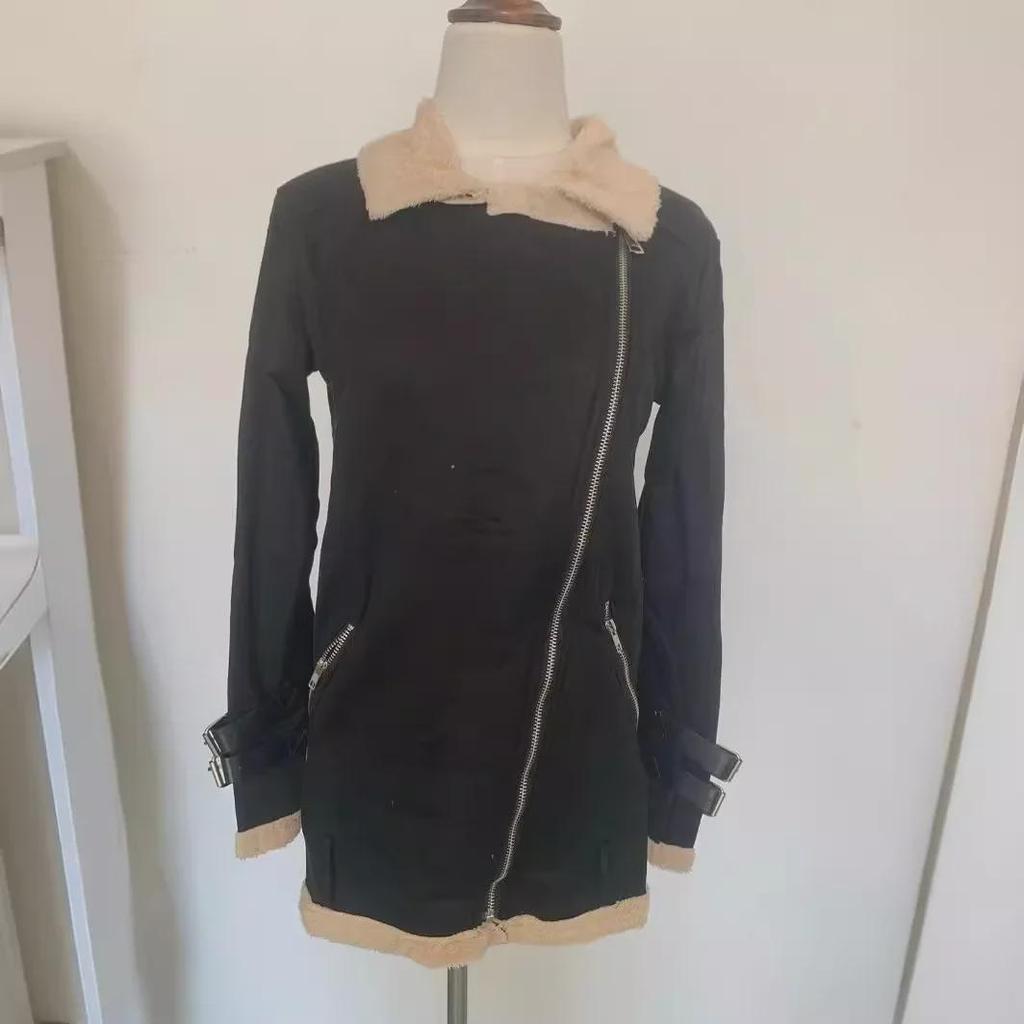 Women's Motorcycle Deerskin Lamb Wool Lapel Fur Cotton Coat