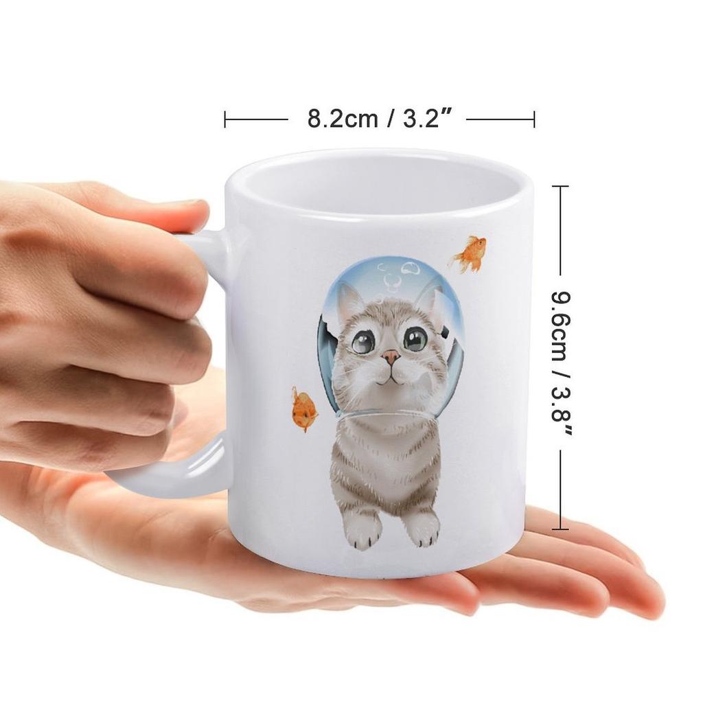 1 Stück 11oz Weiße Keramiktasse mit beidseitig bedrucktem Artwork, Robuste Kaffeetasse für Zuhause, Büro, Geschenkverwendung
