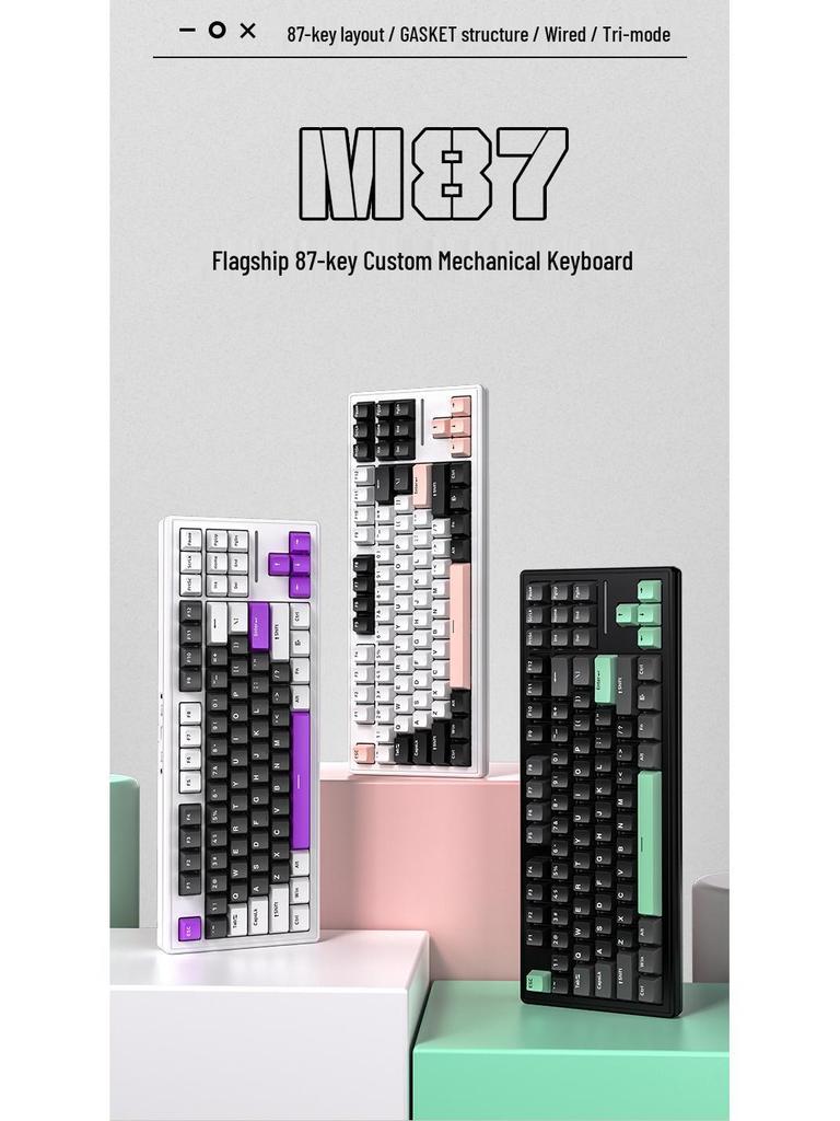 Xinmeng M87 Wireless RGB Mechanical Gaming Keyboard with Bluetooth, Customizable Hot-Swappable Gasket, Wired/Wireless Modes