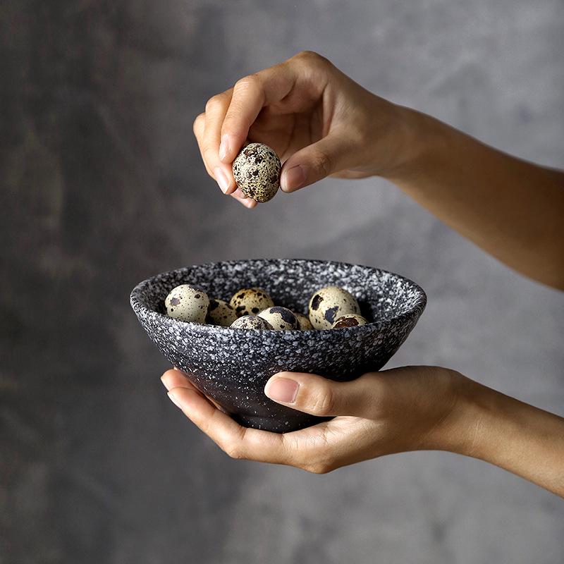 5,5" Japanische Lack-Keramikschale - Kleine Suppen-/Reisschale für kreatives Essen