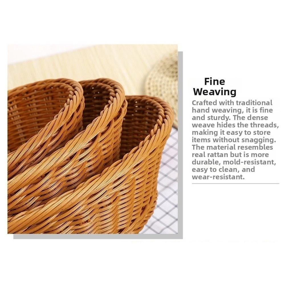 Multipurpose Imitation Rattan Basket Round Bread Basket Food Storage Basket  Household Storage