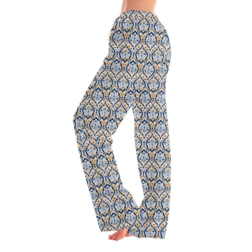 Damen Pyjamahose Nachtwäsche Lässige Hose mit Kordelzug und elastischer Taille Bequeme gerade lockere Yogahose