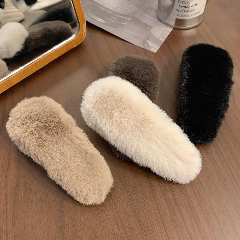 10cm Multicolor Plush Hair Clip - Soft, Versatile & Gentle on Hair for Women's Bangs (Mori Style)