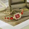 Women Rhinestone Bracelet Watch Small Square Dial Analog Quartz Wrist Watch Love Heart Chain Ladies Dress Watch with Adjustable