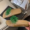 Fashion Liyke 2025 New Green Pearl Designer Slides Women Transparent Slippers Cozy Wide Open Toe Low Heels Beach Shoes Gladiator Sandals