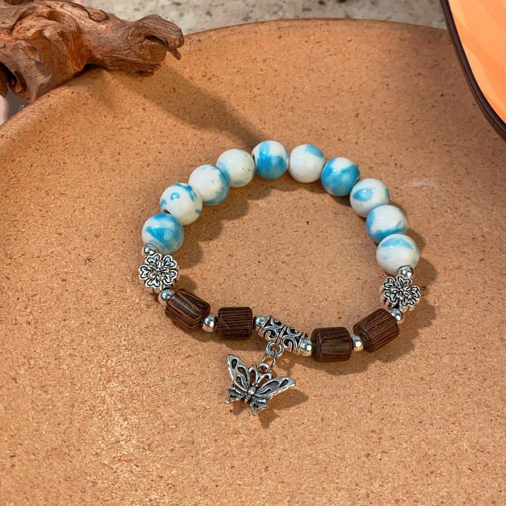 Highquality Ceramic Butterfly Bead Bracelet Classic Retro Style Elegant Womens Wristwear