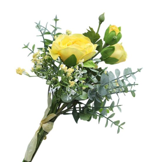 Mixed Bundles Artificial Flower Bouquet Faux Baby s Breath Rose Flowers with Stems Realistic Gypsophila Bouquet for Wedding Centerpiece Bridal Shower жёлтый