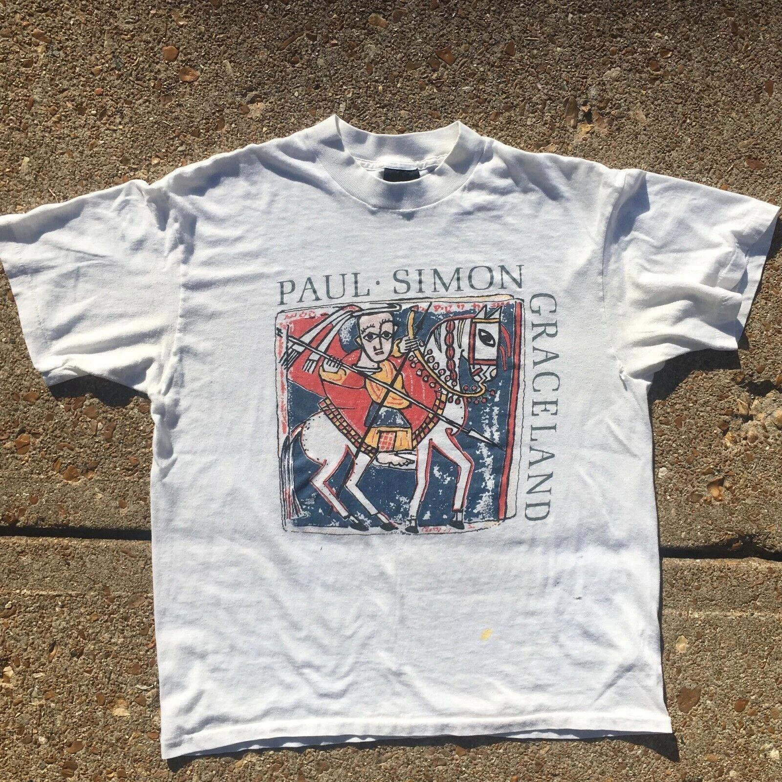 

Men s Summer Vintage Paul Simon T-Shirt Cotton and Breathable Tee Men s Round Neck Streetwear Oversized Short Sleeve S разноцветный