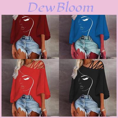 Cotton Summer Loose Fit Printed T Shirt With Batwing Sleeves For Casual Wear