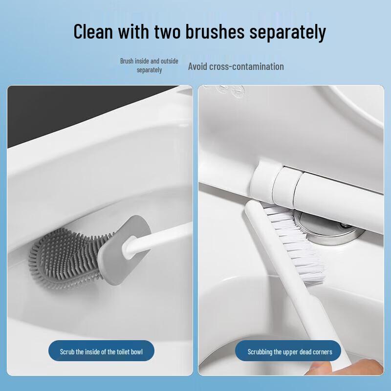 Wall-mounted Silicone Toilet Brush Set