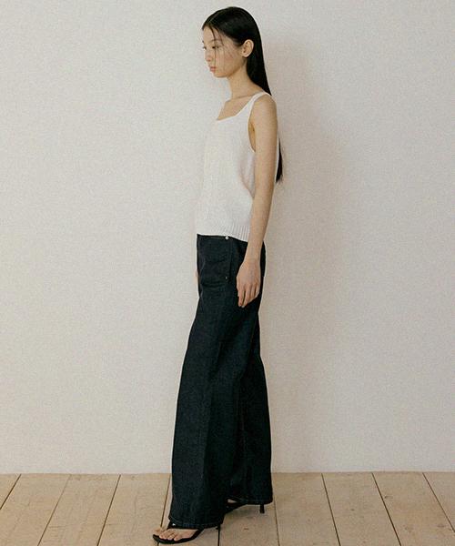 Lingseoul Whole Garment Knit Sleeveless-Ivory